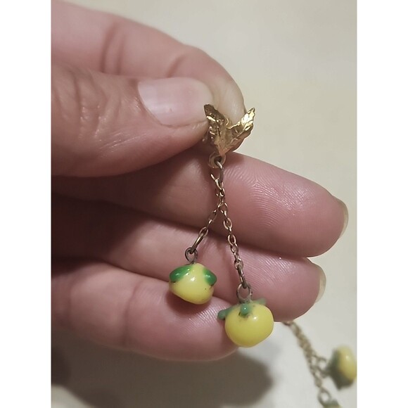 Vintage Glass Lemon Earrings Dangling Pierced Fruit Jewelry Retro - Picture 3 of 6